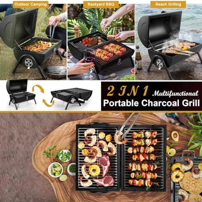 Joyfair Portable Charcoal Grill, Small Outdoor Camping Tabletop BBQ Grills