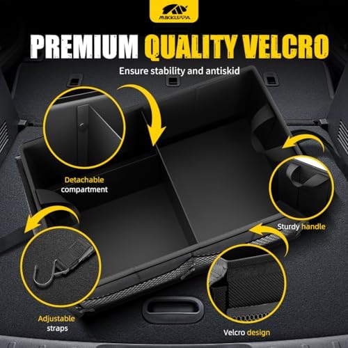 MIKKUPPA Trunk Organizer with Lid - 75L Collapsible Car Organizer, Black