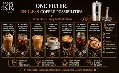 KERAM South indian filter coffee maker indian style 25.4 oz (750 ml)