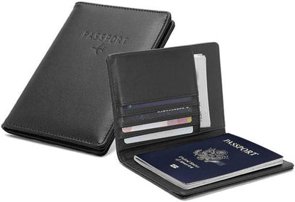 BAKUN Travel Wallet & Family Leather Passport Holder Cover RFID Blocking Travel Wallet, Leather Card Case, Travel Document Organizer Case(Black)