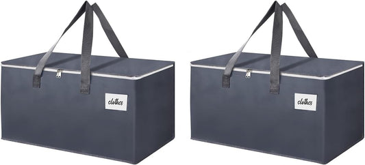 2 Pack Extra Large 93L Moving Bags, 60lb Heavy Duty Moving Totes with Triple-layered Thickening Technology, Strong Zippers & Handles, Easy Open Lids, Water-Resistant, Storage Totes, Fold Flat