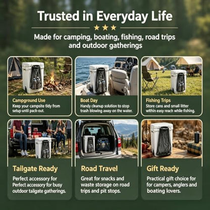 Outdoor Cooler Mesh Trash Bag Attachment,Cooler Can Trash Bag,Tool-Free Trash Can Accessory Fits Most Roto-Molded Coolers for Camping, Fishing, Boats, Pontoons, Kayaks, Truck Beds, SXS & ATV