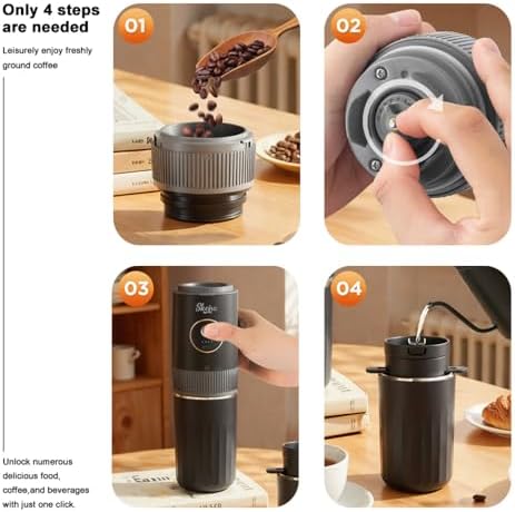 Portable All-in-One American Coffee Maker, Burr Electric Grinder