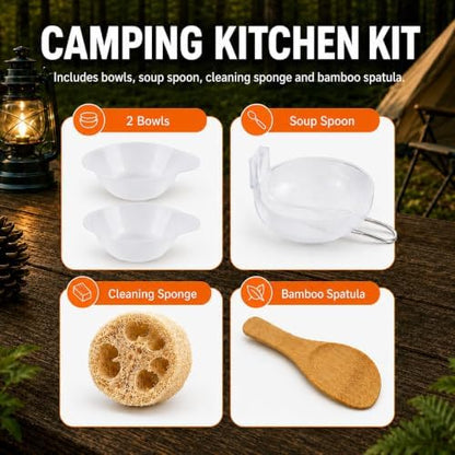 aiGear Camping Cookware with Pot Pan Kettle Cutlery Tableware 1-2 People