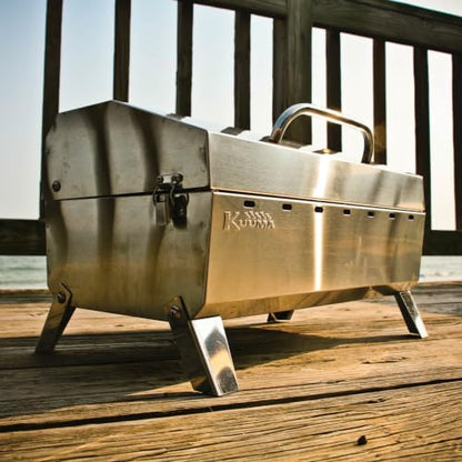 Kuuma Stow N Go 160 Charcoal Grill, Marine Stainless Steel, 160 Sq Inch