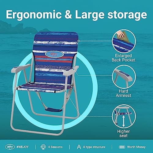 #WEJOY Folding Beach Chairs for Adults, High Back Lightweight for Camp Lawn