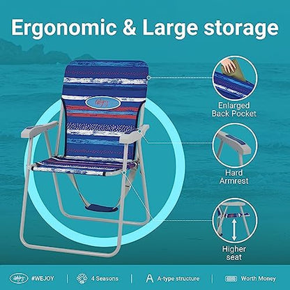 #WEJOY Folding Beach Chairs for Adults, High Back Lightweight for Camp Lawn