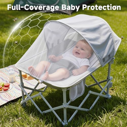 Foldable Baby Beach Chair with Canopy and Mosquito Net for Outdoor