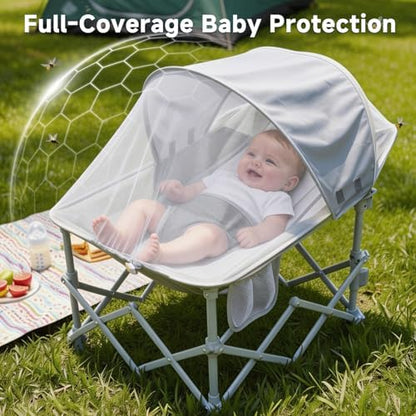 Foldable Baby Beach Chair with Canopy and Mosquito Net for Outdoor