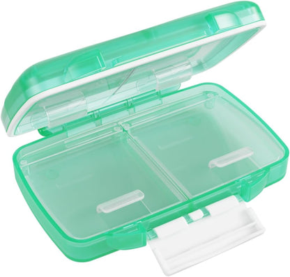 EZY DOSE Moisture-Proof Pill Case, Medicine Planner, Vitamin Organizer Box, Travel-Friendly, Latch-Closure to Secure Contents, 4 Individual Compartments of Multiple Sizes with Tight Seal, Small, Green