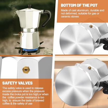 12 Cup Aluminum Espresso Stovetop Moka Pot Express Coffee Maker Percolator Italian Classic Mocha Coffee Machine for Italian and Cuban Cafe Brewing for Home & Camping 600ml 20oz