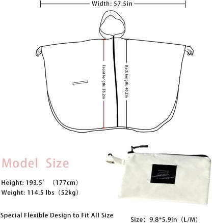 Rain Poncho Jacket Coat Hooded Zipper Style for Women/Men/Adult with Pocket