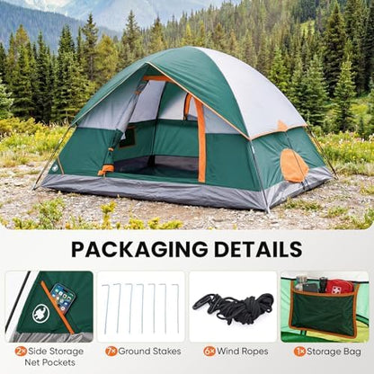 OLIXIS Camping Tent 2 Person, Tent for Camping, Fast Setup, Compact Carry