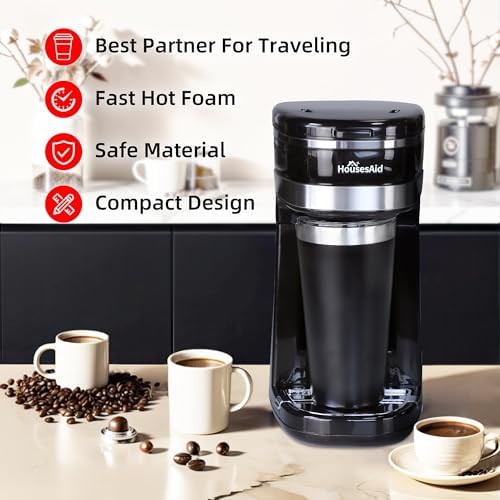 Single Serve Coffee Maker, 15oz Portable One Cup Coffee Brewer