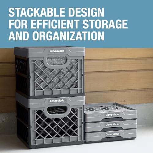 CleverMade Collapsible Milk Crate (EcoCrate) - 25L - Stone (3PK)