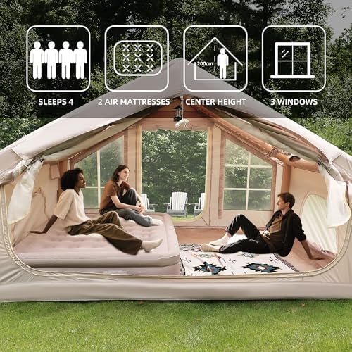 Large Family Cabin Yurt Inflatable Pop Up Waterproof Camping Tent