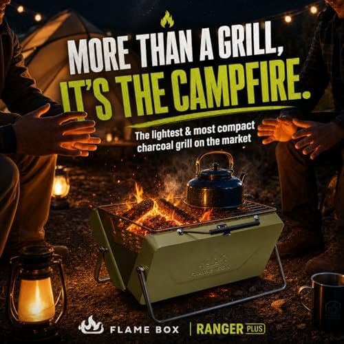 Ranger Plus Portable Charcoal Grill, Large Folding Camping BBQ