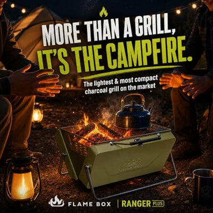Ranger Plus Portable Charcoal Grill, Large Folding Camping BBQ