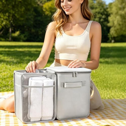 2-in-1 Cooler Organizer Insert for X Large Bogg Bag Accessories, Portable Leak-Proof Ice Chest, Lightweight Mesh Divider Inserts Pouch with 4 Fastener for XL Bog Beach Rubber Tote
