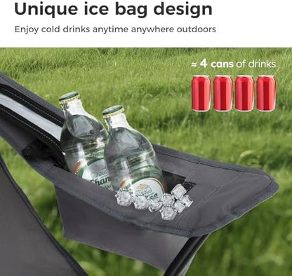 LET'S CAMP Camping Chair 2 Pack Folding Chair with 4-Can Cooler Bag