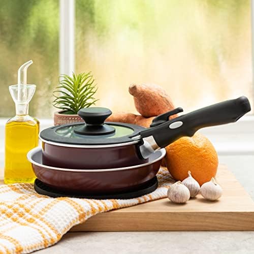 Moss & Stone 5-Piece Nonstick Pots and Pans Set, Removable Handle Cookware