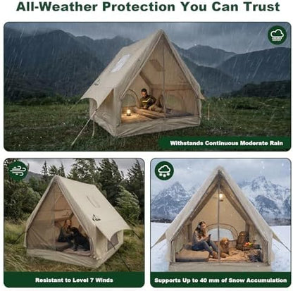 NANJEEN® Large Luxury Inflatable Camping Tent,Wind & Rain Resistant,12㎡ Interior,2-10 Person Shelter,8 Minutes Fast Setup with Hand Pump,All-Season Ready,Dual Doors,Mosquito-Proof Mesh Windows