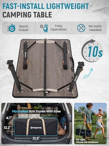 KingCamp Fiber Glass Folding Camping Table with Adjustable Height