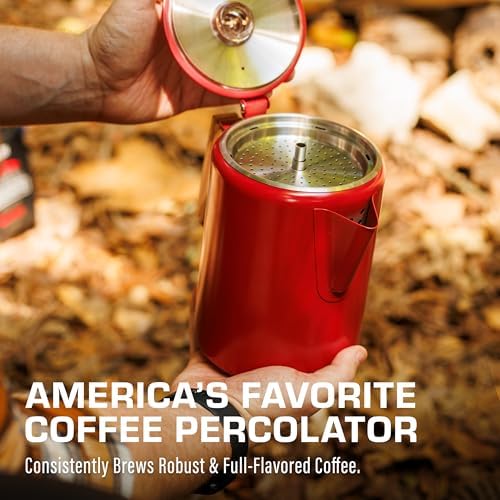 COLETTI Bozeman Color Series Percolator Coffee Pot — Camping Coffee Makers — Camping’s Favorite Percolator – NO Aluminum or Plastic (Red, 9 Cup)