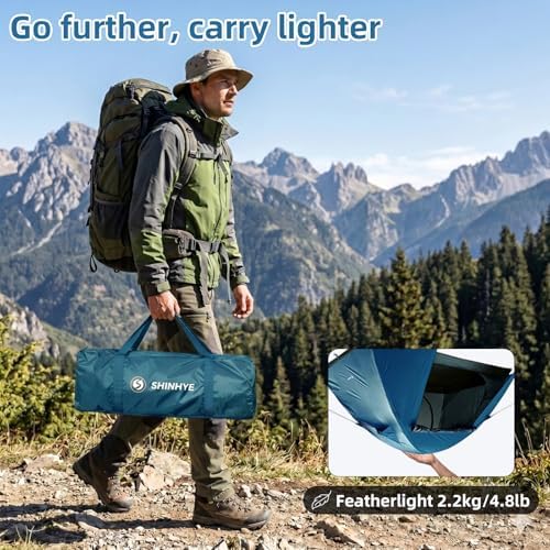 ShinHye Backpacking Tent 2/3/4 Person - Ultralight Dome Portable Tents for Camping Easy Set Up, Outdoor Hiking Waterproof Camp Instant Tent Two Doors Double Layer