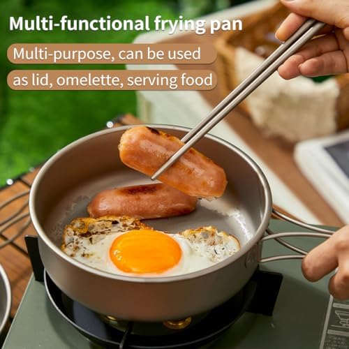 BY-J Titanium Camping Cookware 2200ml+1200ml+700ml Titanium Pot with Lid and Stainless steel spatula, Compact Backpacking and Travel Kitchenware for Camping, Hiking and Fishing
