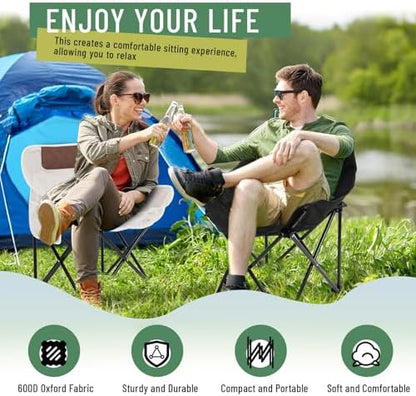 2 Pack Folding Camping Chairs Portable, Black, White, Solid Color