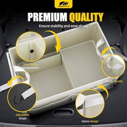 MIKKUPPA Trunk Organizer with Lid - 65L Collapsible Car Organizer, White