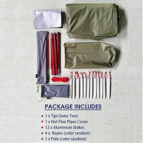 4 Persons 5lb Lightweight Tipi Hot Tents with Stove Jack, 7'3" Standing Room, Teepee Tent for Hunting Family Team Backpacking Camping Hiking