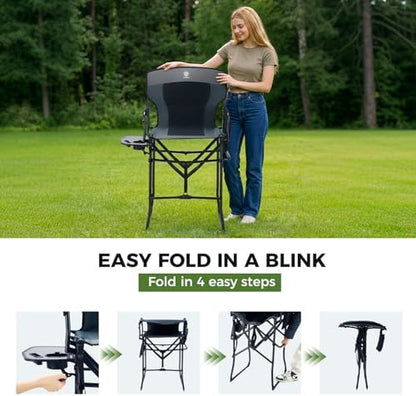 EVER ADVANCED Portable 30.7" Seat Height Tall Camping Directors Chair