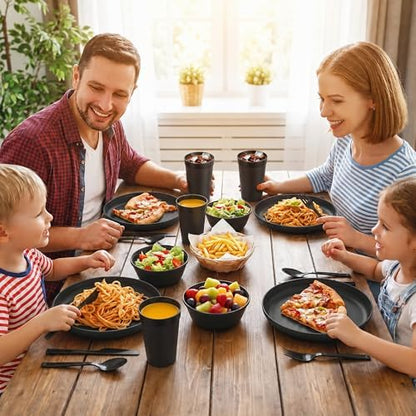 28 Piece Plates and Bowls Sets for 4 with Cutlery