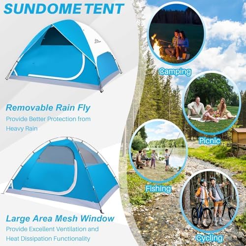 JELUCAMP 1/2/4/6 Person Dome Tents for Camping Lightweight Backpacking Tent