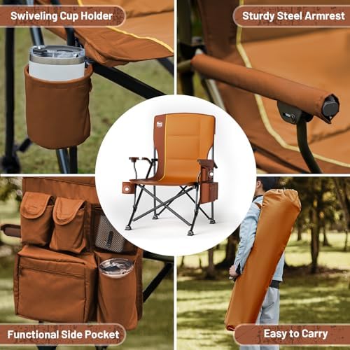 TIMBER RIDGE Oversized Folding Camping Chair High Back 500lbs