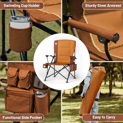 TIMBER RIDGE Oversized Folding Camping Chair High Back 500lbs