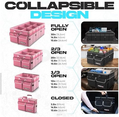 FORTEM Trunk Organizer - Foldable Car Organizer & Storage for SUVs & Trucks