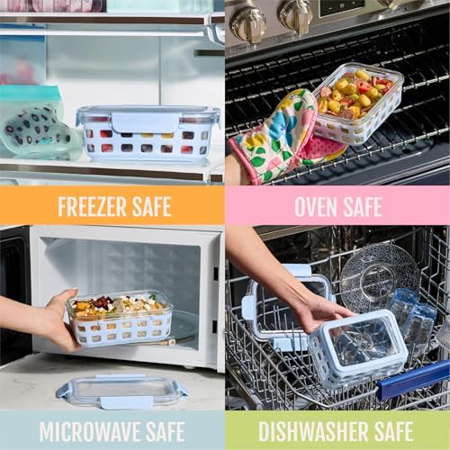 Ello Duraglass Glass Meal Prep Containers, 10 Pc, Meadow, 3.4 Cup (Pack of 2)