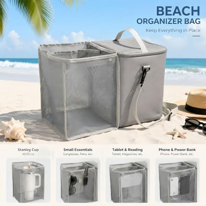 2-in-1 Cooler Organizer Insert Compatible with X Large Bogg Bag Cooler, Leakproof Insulated Cooler with Mesh Divider, Dry Wet Separate Beach Tote Accessory for Pool, Camping & Travel