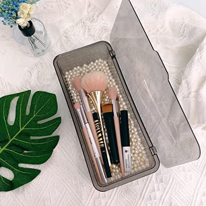 Flatware Tray Kitchen Drawer Organizer With Lid And Drainer - Plastic Kitchen Cutlery Tray and Utensil Storage Container with Cover - Dinnerware Holder for Spoons Forks Knives 10.0x4.3x2.8