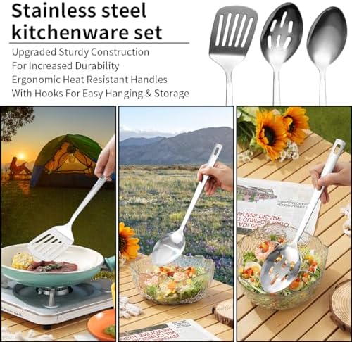 Berglander Camping Essentials, Camping Cooking Utensils Set, Camping Accessories Gear Must Haves, Come with Camping Silverware Sets, Plates and Cups, Great for Outdoor Stove, Picnic, BBQ