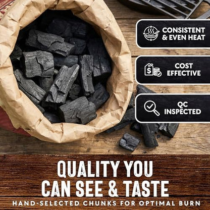 8 LB. All Natural Hardwood Lump Charcoal by Mr. Bar-B-Q - Premium Natural Charcoal for Grilling, BBQ, Smoking, Kamado & Kettle Grills - Burns Hotter & Longer - Smoky Flavor, Low Ash & Easy to Light