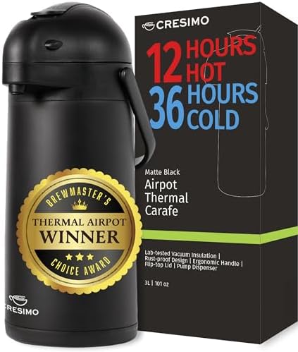 Airpot Coffee Carafe Dispenser with Pump Black 12 Hours Hot Water Retention