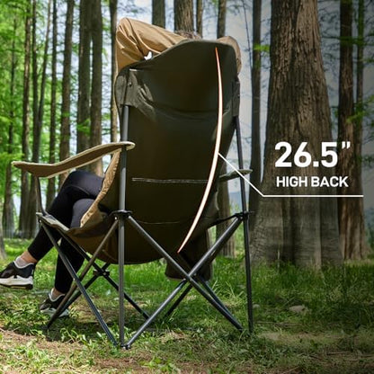 EVER ADVANCED Camping Chairs, Lawn Chairs Outdoor Sports Chairs, Folding Chair 2 Pack Camping Chairs for Adults, Supports 400lbs, Green