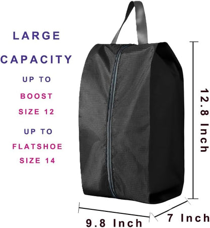 Travel Shoe Bags, Set of 12, Large Oxford Fabric Storage Bags with Zipper and Handle, Water-Resistant Pouches (Black, Gray, Green, Red, Cream, Blue)