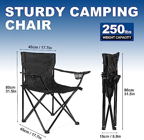 WEIDIORME 2 Pack Lightweight Camping Chairs for Adults & Teens, Capacity Foldable Portable Chairs with Carry Bag, Compact Design for Camping, Beach, Picnics, and Outdoor Events