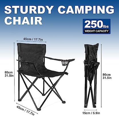 WEIDIORME 2 Pack Lightweight Camping Chairs for Adults & Teens, Capacity Foldable Portable Chairs with Carry Bag, Compact Design for Camping, Beach, Picnics, and Outdoor Events