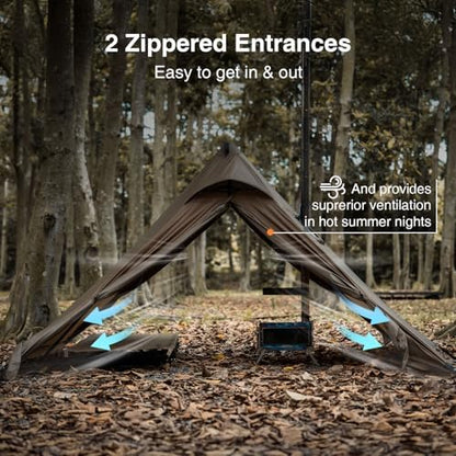 OneTigris APEX Trail Teepee Tent, Waterproof Windproof Hot Tent with Stove Jack, 2 Person Tent for Camping, Hiking, Bushcraft, Bikepacking, Travel